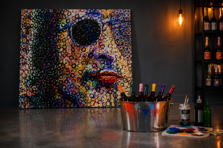 Contemporary pop art portrait of John Lennon created by French artist Bottl3man.