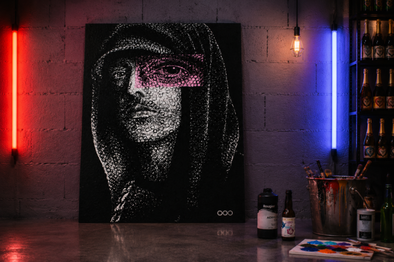 Contemporary pop art portrait of Eminem created by French artist Bottl3man.