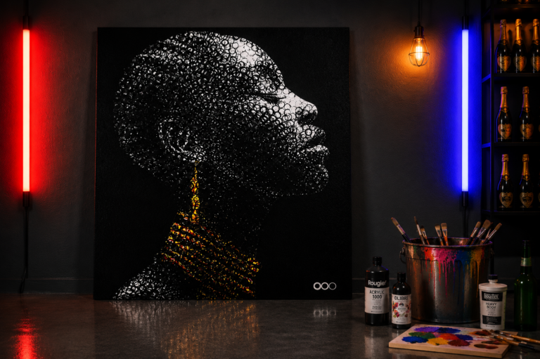 Contemporary pop art portrait of an African woman created by French artist Bottl3man.