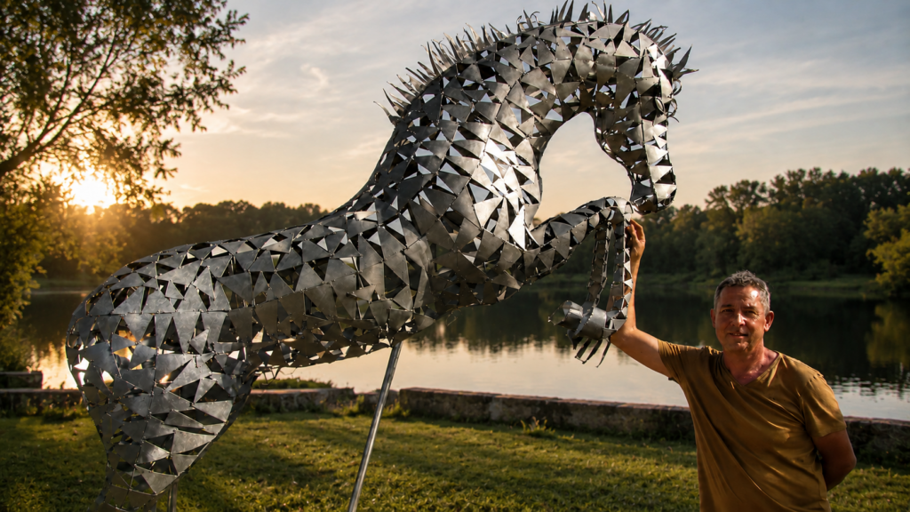Contemporary horse sculpture by French artist Karl Lagasse combining modern design, elegance and powerful lines.