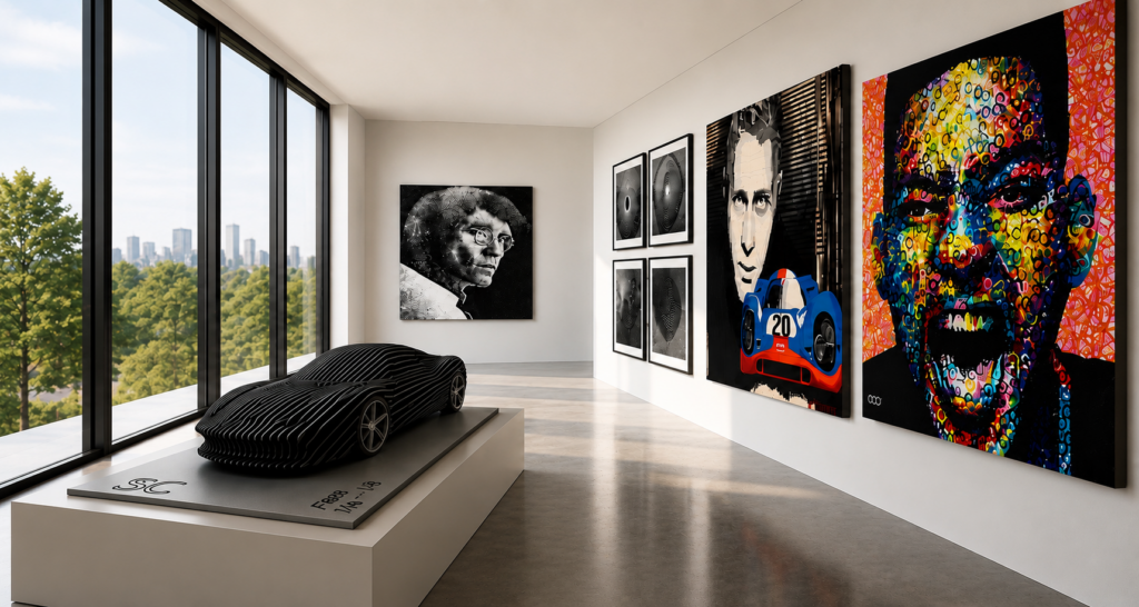 International contemporary art gallery featuring original paintings, luxury sculptures and contemporary artworks represented by Carton Rouge.