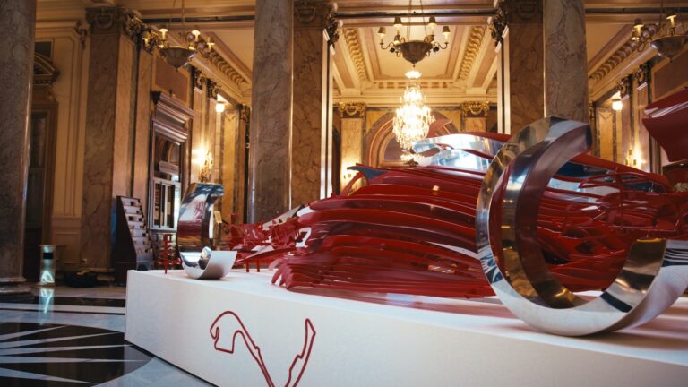 F'ONE monumental steel sculpture by Steve Chaudanson exhibited at the Casino de Monte-Carlo during the Monaco Grand Prix.