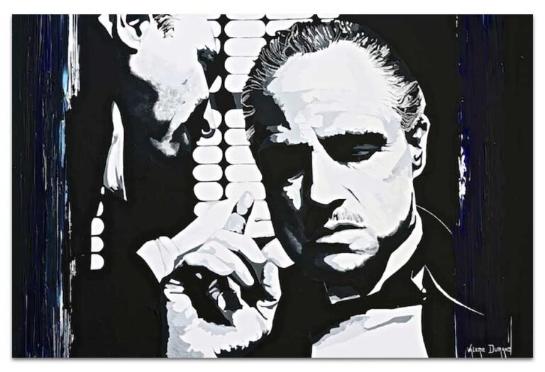 Contemporary portrait of Marlon Brando as Vito Corleone in The Godfather, created by French artist Valérie Durand.