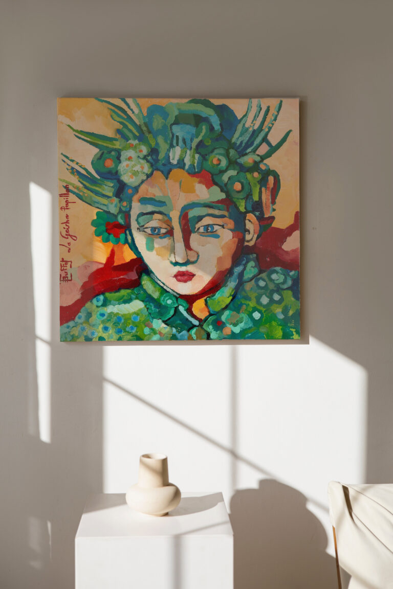 Geisha Papillon contemporary portrait artwork by French artist Julie Buffet